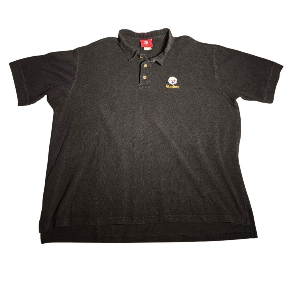 NFL Team Apparel Pittsburgh Steelers Polo Shirt Mens Black Embroidered K680 SP04